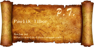 Pavlik Tibor névjegykártya